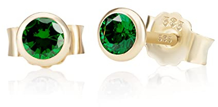 NKlaus Paar 4,0mm 585 Gelb Gold 14 Karat Ohrstecker Kristall Zirkonia Butterfly Verschluss Damen Mädchen