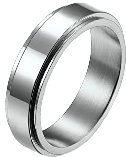 Epinki 6MM Anello Acciaio Uomo Fascia, Semplice Anello Rotante Argento Anello Antistress Misura 9
