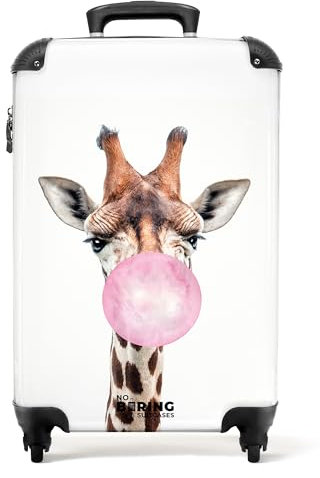 NoBoringSuitcases.com® Kinderkoffer Mädchen Reisekoffer mit Rollen Handgepäck Koffer Giraffe - Kaugummi - Pink - Koffer Kinder mädchen Trolley Koffer klein, 55x40x20