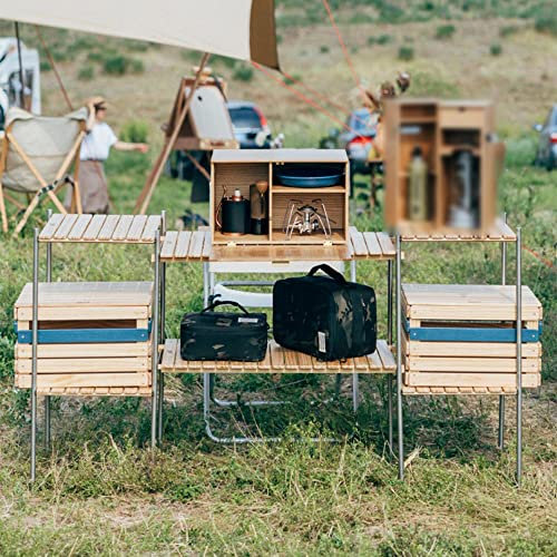 CAJOLI Tragbares Camp -Aufbewahrungsgerät, leichtes tragbares Klappküchenständer Grillständer, Camping Küchenmöbel