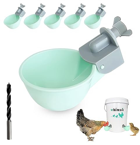 Hühner-Wasserbecher (6er-Pack), automatischer Hühnertränke, Anti-Auslauf-System, hält 50% mehr Wasser, geeignet für Küken, Huhn, Ente, Wachtel, Truthahn