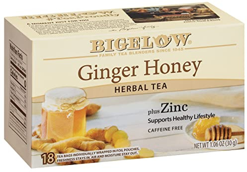 Bigelow Tea Ginger Honey plus Zinc, 18 Count (Pack of 6), 108 Total Tea Bags