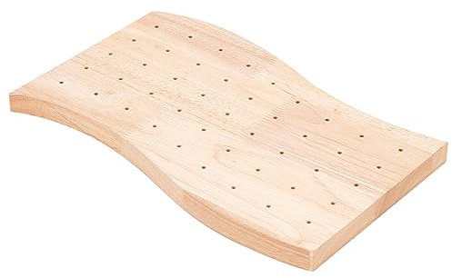 BENECREAT Wooden Food Skewer Holder, 30x16.7cm Wave Shape 45 Holes Skewer Holder Display for Birthday Parties, Barbecues, Weddings or Holiday, 18mm Thick