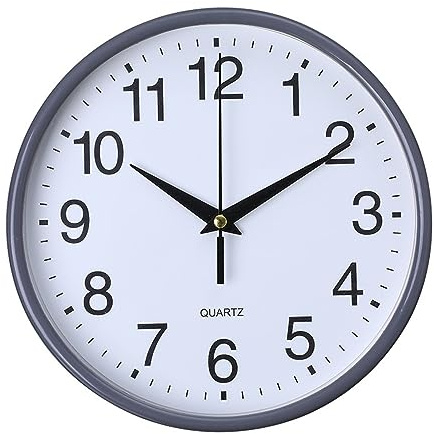 tinysiry Horloge Murale à Quartz Moderne, Horloge Murale décorative Ronde Vintage, Horloge Murale à Grand Nombre à Suspendre pour la Maison, la Cuisine, Le Bureau et l'école Gris