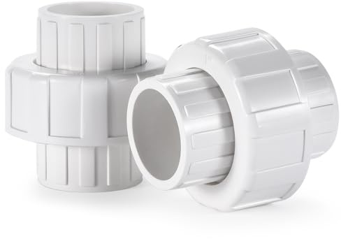 VYH 1 PVC Union Coupling Pipe Fitting,1 PVC Slip Union Schedule 40, PVC Adapter(Socket x Socket), built-in EPDM O-Ring, White (2 Pack)