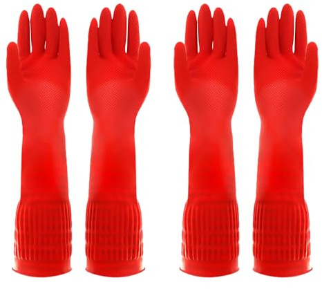 2 Pieces Extra Long Rubber Gloves for Kitchen and Cleaning, Waterproof Gloves, Thickened Rubber, Resistant to Elbow Scratches, Non-slip and Corrosion-Resistant, Suitable for Housework Cleaning.