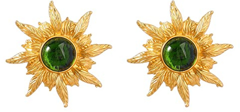 Boucles d'oreilles tournesol dorées, boucles d'oreilles pendantes en forme de tournesol doré pour femme, boucles d'oreilles à tige en forme de tournesol, bijoux d'été bohème, Zinc