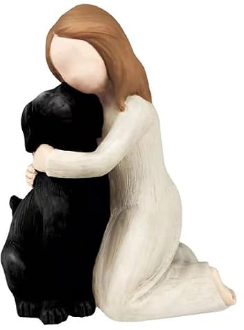 Lrtzizy Love My Dog Figurine Statue - Angel Friendship Remembrance Gift - Sculpted Hand-Painted Figure for Dog Lovers - Black, Easy to Use