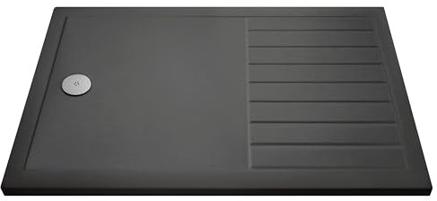 Balterley 1700 x 800 Rectangular Shower Tray with Raised Anti-Slip Lines, Slimline Shower Trays, Durable Stone Resin Base Trays for Bathroom Enclosure Lightweight Tray for Wetroom Showers (Slate Grey)