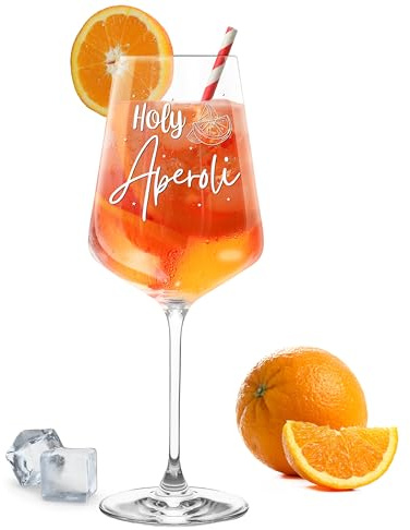Gravur-Max Aperol Glas 560 ml „Holy Aperoli“ – Graviertes Leonardo Puccini Weinglas – Handgefertigt in Deutschland, spülmaschinenfest & stoßfest – Geschenk für Aperol-Fans MA-0101079-1G