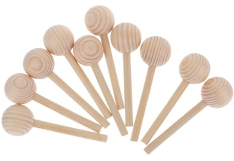 NUOBESTY 10pcs Pine Wood Ball Sticks Craft Supplies for DIY Decorative Projects for Crafting Wood Bead Sticks