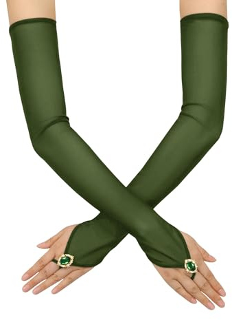 Goiruiya Opera Lange fingerlose Handschuhe für Braut, Hochzeit, Party, Kostüm, dehnbarer Handschuh, Netz- und Bohrhandschuhe