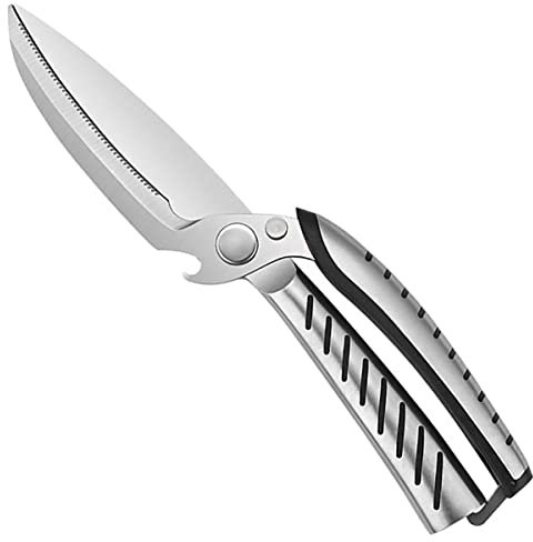 Kitchen Poultry Shears, Kitchen Knives Scissors Japanese Chef Knife 3 in 1 Removable Powerful Chicken Scissors (Sliver)