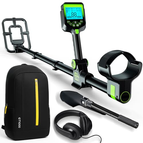 OKESAM Détecteur de métaux pour Adultes et Enfants Plus âgés – Détecteur d'or sans Fil étanche avec écran LCD, Bobine IP68 de 10, 4 Modes de détection, Hauteur réglable, Noir et Vert