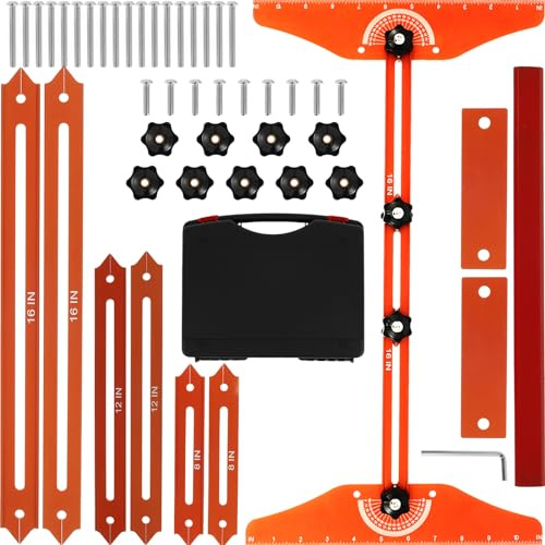 Aluminum Alloy Stair Gauge & Template Jig - Precise 8-56 Inch Tool for Woodworking Stairs & Drywall Shelf