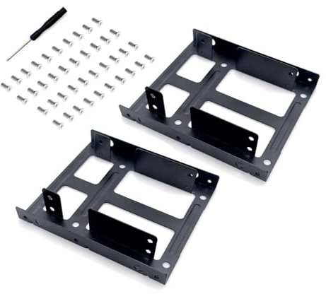 JZK Soporte de montaje HDD SSD de 2.5 pulgadas a 3.5 pulgadas, kit de marco de montaje de disco duro interno de doble capa, adaptador de disco duro de metal de hierro, soporte de marco extraíble para