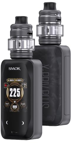 SMOK X-Priv Plus Kit |Smok X-Priv Plus Mod 225W con 5.5ml TF-D SubTank Fit D-Coil 0.15/0.23ohm Cigarrillo Electrónico DTL Vape sin nicotina (Negro) (Black Shell)