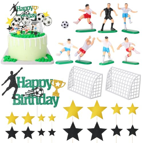 Camptrip 30 Stück Tortendeko Fussball Deko Tortenaufleger Geburtstag Kinder Kuchen Deko Fußball Junge für Geburtstag Party