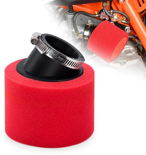 Tunejoy Filtro de Aire Espuma Moto 42mm Boca oblicua Filtro de Aire ATV para 49cc 50cc 70cc 90cc 110cc 125cc Motocross Pocket Bike Scooter Quad Rojo