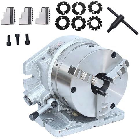 Vertical and Horizontal Indexing Plate Rotary Table for Precision Milling Machine Indexing Head，6Inch 3 Jaw Chuck Dividing Head Set，Table for milling, Drilling, Grinding and Boring Machines.