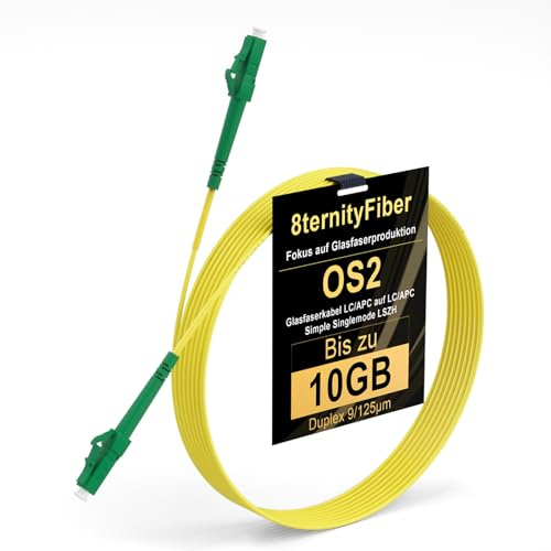8ternityFiber Cavo in fibra ottica LC/APC a LC/APC 5M/16FT, Fibre Optic Cable Simplex Singlemode 9/125 µm, Lunghezza Opzioni: 1m-50m, 2mm LSZH