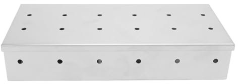 Pilipane Raucherbox Professionelle rechteckige Premium -Edelstahl große Kapazität Holzchip Raucherbox für Grillgrill Camping Picknick Outdoor Aktivitäten