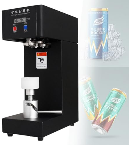Semi-Automatic Tin Can Glass Bottle Sealing Machine, 180W Cup Sealer for Drinks for Max 7.9inch Height PET Aluminum Cans, for Commercial Home Use,Black