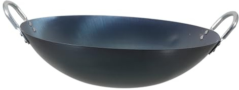 Alipis Heavy Duty Iron Frying Pan 14 Thickened Carbon Steel Wok Non-Stick Cooking Pan for Gas Stove Home Use