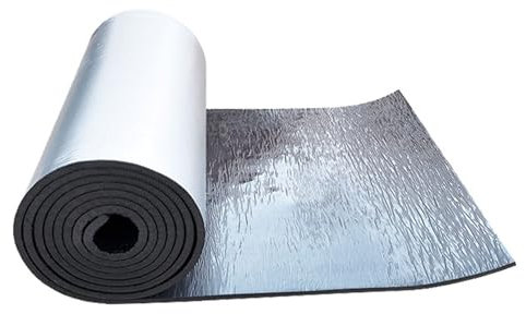 Thermal insulation film Aluminium Foil Membrane Vapour Barrier Thermal Insulation Reflective Foam Foil Insulation 5mm Thick Self-adhesive Vapour Barrier Radiator Reflector, for Floor, Roof,