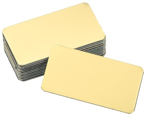 sourcing map 12 targhette vuote con nome, 4,1 x 2,3 cm, in metallo con incisione laser, forte adesivo, in alluminio anodizzato, targhette vuote personalizzate per cartelli fai da te, oro