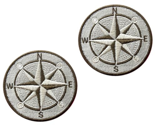 2 parches tácticos bordados de brújula para ropa, mochila, chaqueta, jeans, chaleco, brazalete, bolsa, sombrero, bolsa, motociclista, uniformes, apliques de velcro