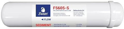 Filtro in Linea per Impianti ad Osmosi - Sedimenti - 12 Pollici 1/4 filetto - Alta Qualità (F5605-S) - Elimina Torbidità e Particolato
