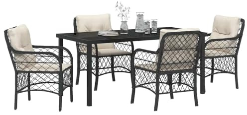 vidaXL 5-delat Trädgårdsmöbelset med dynor svart poly-rattan