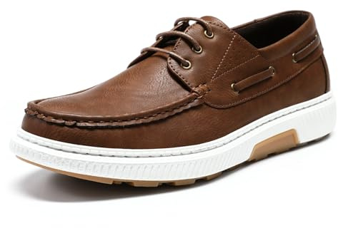 Allthemen Hombre Zapatillas Oxford De Piel Auténtica Para De Estilo Casual Formal Con Cordones Caña Baja | Mocasines cómodos sin cordones, lisos, para barco, elegantes y ligeros con cordones