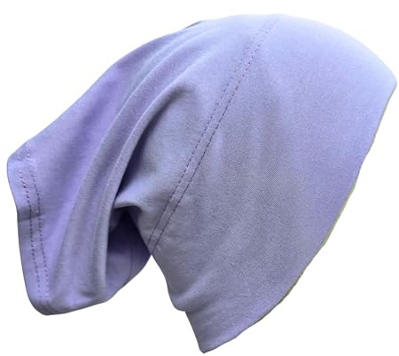 Bonnet 100% Cotton Tube Hijab Bandana Under Hijab Head Sleep Cap Under Scarf Bone Headscarf Turban Stretchy Beanie Cancer Hair Cover Protection Ramadan Eid (Mauve Lilac)
