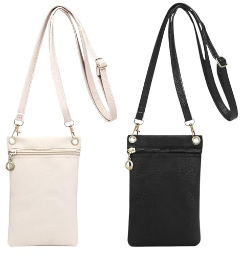 MLPKOI 2PCS Crossbody Phone Bag for Women, Soft PU Leather Mobile Phone Bags Cell Phone Purse with Adjustable Long Shoulder Strap Small Cellphone Shoulder Bags Gifts for Girls