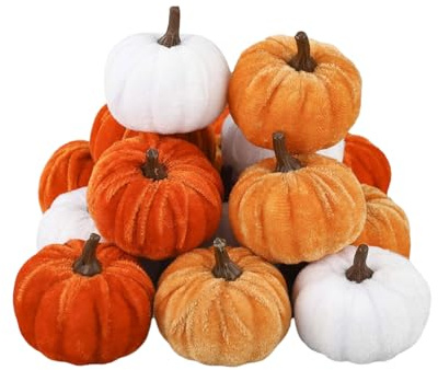 Sammet Höstpumpa Dekorationer 16 Bitars Halloween Höst Dekorationspumpor