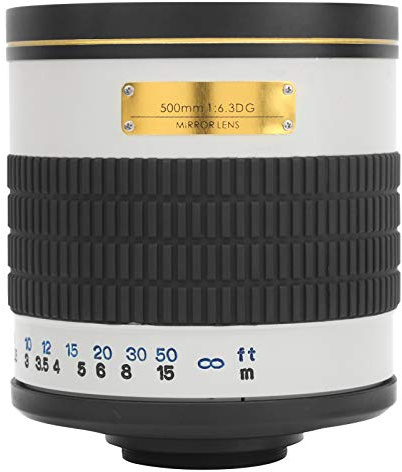RASTKY Appareils Photo à Monture EF à Objectif Manuel à Miroir Téléobjectif 500 Mm F6.3 - Léger, Design pour la Photographie de la Faune et la Prise de Vue Longue Distance (White)