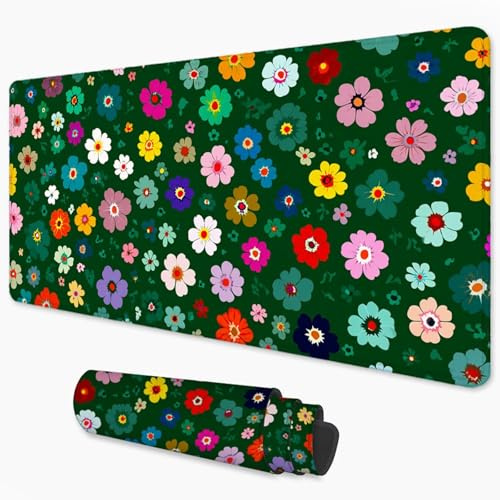 Alfombrilla Ratón Verde Mouse Pad 1200x600 mm, Grande Alfombrilla Gaming Flor con Superficie Especial Que Mejora la Velocidad y la precisión, Mousepad Impermeable para Gamers, PC y Portátil 3Y-682
