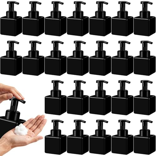 24 Stück 250ml Nachfüllbare Schaumseifenspender, Leere Kunststoff Pumpflaschen, Foaming Soap Dispenser für Handseife Shampoo Duschgel Lotion Badezimmer Küche Reisebehälter (Schwarz)