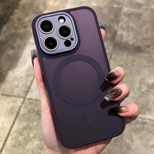 HJZSZX Per iPhone 13 Matte Armor Custodia magnetica in metallo con copriobiettivo e ricarica wireless, cover traslucida (per iPhone 13/SZ)