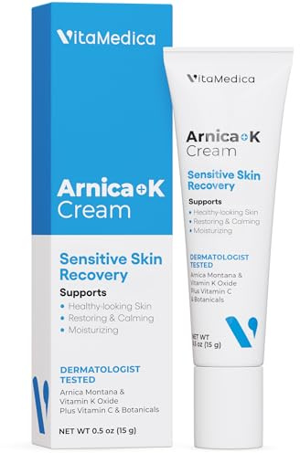 VitaMedica Arnica + Vitamin K Cream for Face & Under-Eye, Lightweight Sensitive-Skin Formula, 0.5 oz