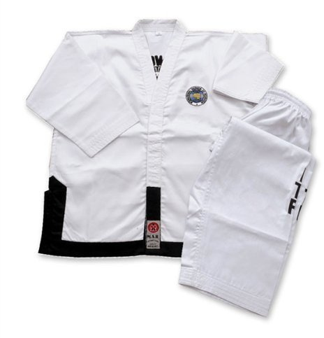 Playwell Marziale Arti Itf Taekwondo Cintura Nera (Primo - 3 Dan) Completo - Bianco, 5/180cm