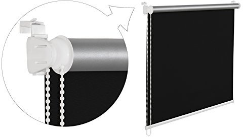 KS Handel 24 THERMOROLLO VERDUNKLUNGSROLLO 120x200 cm SCHWARZ FENSTERROLLO MIT THERMOBESCHICHUNG 100% ABDUNKLUNG INKL. SEILZUGHALTER