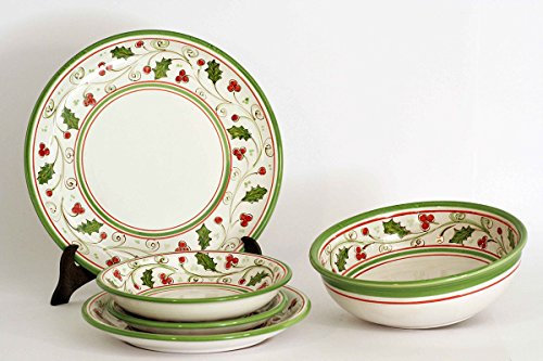 Servizio di piatti in ceramica natalizio, per 6 persone composto da 20 pezzi
