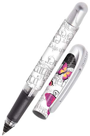 Online Tintenpatronen-Rollerball College Butterfly Love, Stift für Rechtshänder und Linkshänder, ergonomisches Griffstück, hochwertiger Tintenroller, Standard-Tintenpatronen, inkl. Kombipatrone blau