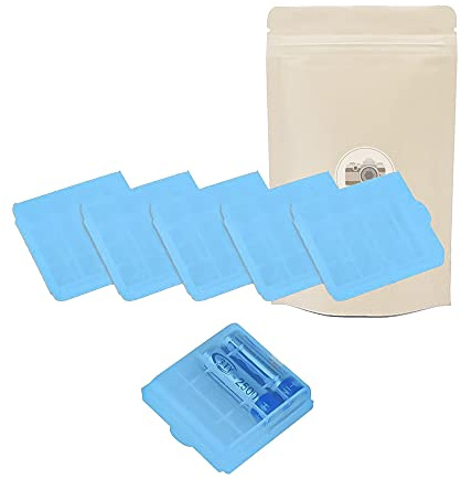 X5 BOITIERS Bleus pour Piles LR6 AA LR06 Protections TRANSLUCIDEs Boite boites boitier LR-6 Rangement