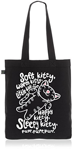 style3 Soft Kitty Biobaumwolle Beutel Jutebeutel Tasche Tote Bag, Farbe:Schwarz
