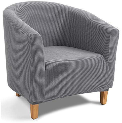 TIANSHU Housse de Fauteuil Chesterfield,Jacquard Housse de Canapé Tub Chair Housse Fauteuil Club Extensible Lavable Antidérapant(Gris Clair)