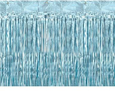 Party Deco Lametta Vorhang Folie Glitzer - Blau- 90 x 250 cm - Metallic Tinsel Vorhänge für Weihnachtsbaum Weihnachten Geburtstag Hochzeit - Deko Dekoration zu Weihnachten - Blau